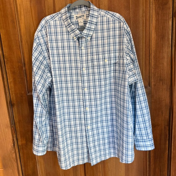 Duluth Trading Co Other - Duluth Trading Mens XL Relaxed Fit Blue Plaid CoolMax Stretch Button Down Shirt